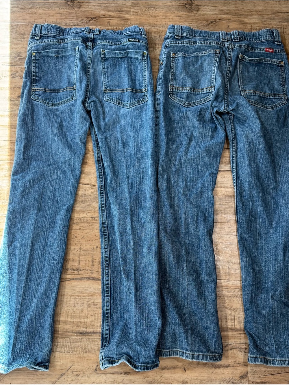 Wrangler Kids Blue Denim Jeans - Two Pair - one pair has a stain by the knee